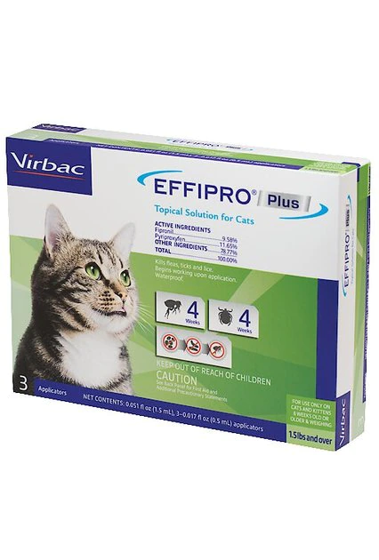 Virbac EFFIPRO Flea & Tick Spot Treatment for Cats, over 1.5 lbs 3 Virbac EFFIPRO Flea & Tick Spot Treatment for Cats, over 1.5 lbs