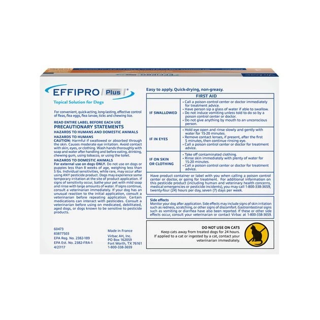 Virbac EFFIPRO Flea & Tick Spot Treatment for Dogs, 5-22.9 lbs 4 Virbac EFFIPRO Flea & Tick Spot Treatment for Dogs, 5-22.9 lbs - Image 2