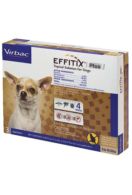 Virbac EFFITIX Flea & Tick Spot Treatment for Dogs, 5-10.9 lbs 3 Virbac EFFITIX Flea & Tick Spot Treatment for Dogs, 5-10.9 lbs