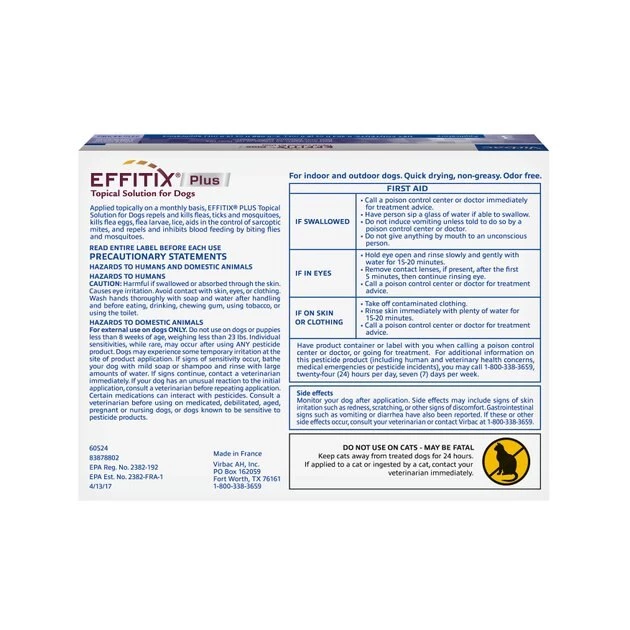 Virbac EFFITIX Flea & Tick Spot Treatment for Dogs, 23-44.9 lbs 4 Virbac EFFITIX Flea & Tick Spot Treatment for Dogs, 23-44.9 lbs - Image 2