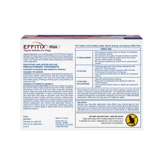 Virbac EFFITIX Flea & Tick Spot Treatment for Dogs, 45-88.9 lbs 4 Virbac EFFITIX Flea & Tick Spot Treatment for Dogs, 45-88.9 lbs - Image 2