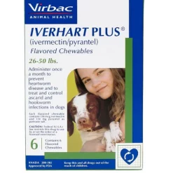 Iverhart Plus Chewable Tablet for Dogs, 26-50 lbs, (Green Box)