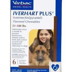 Iverhart Plus Chewable Tablet for Dogs, 51-100 lbs, (Brown Box)