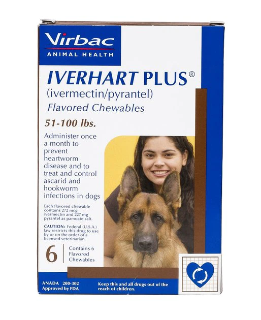 Iverhart Plus Chewable Tablet for Dogs, 51-100 lbs, (Brown Box) 3 Iverhart Plus Chewable Tablet for Dogs, 51-100 lbs, (Brown Box)