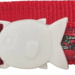 Red Dingo Skull & Roses Nylon Breakaway Cat Collar with Bell