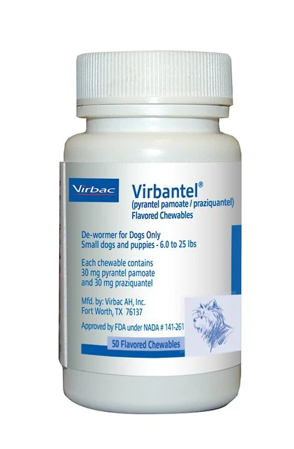 Virbantel Chewable Flavored Tablets for Small Dogs, 6-25 lbs 3 Virbantel Chewable Flavored Tablets for Small Dogs, 6-25 lbs