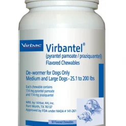 Virbantel Chewable Flavored Tablets for Medium & Large Dogs, 25.1-200 lbs