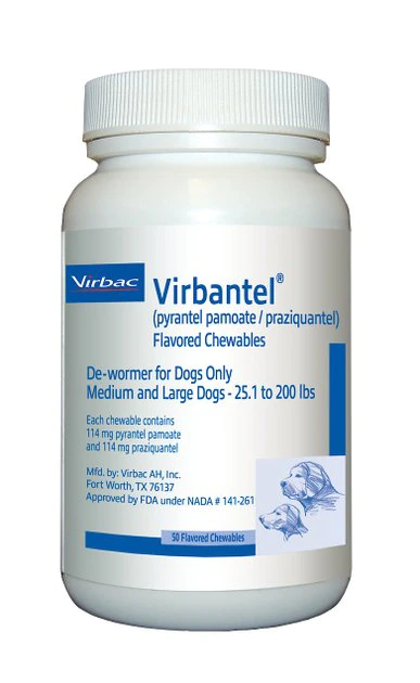 Virbantel Chewable Flavored Tablets for Medium & Large Dogs, 25.1-200 lbs 3 Virbantel Chewable Flavored Tablets for Medium & Large Dogs, 25.1-200 lbs