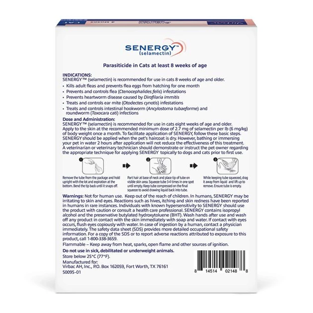 Senergy Topical Solution for Cats, 5.1-15 lbs, (Blue Box) 4 Senergy Topical Solution for Cats, 5.1-15 lbs, (Blue Box) - Image 2