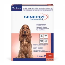 Senergy Topical Solution for Dogs, 20.1-40 lbs, (Red Box)