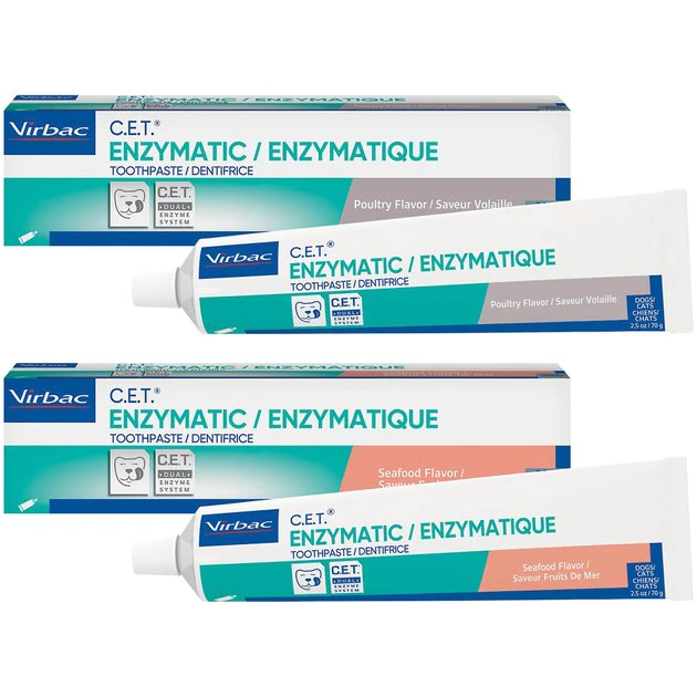 Virbac C.E.T. Enzymatic Dog & Cat Poultry Flavor Toothpaste, 70 gram & Virbac C.E.T. Tartar Control Seafood Flavor Dog & Cat Toothpaste, 70 gram 3 Virbac C.E.T. Enzymatic Dog & Cat Poultry Flavor Toothpaste, 70 gram & Virbac C.E.T. Tartar Control Seafood Flavor Dog & Cat Toothpaste, 70 gram