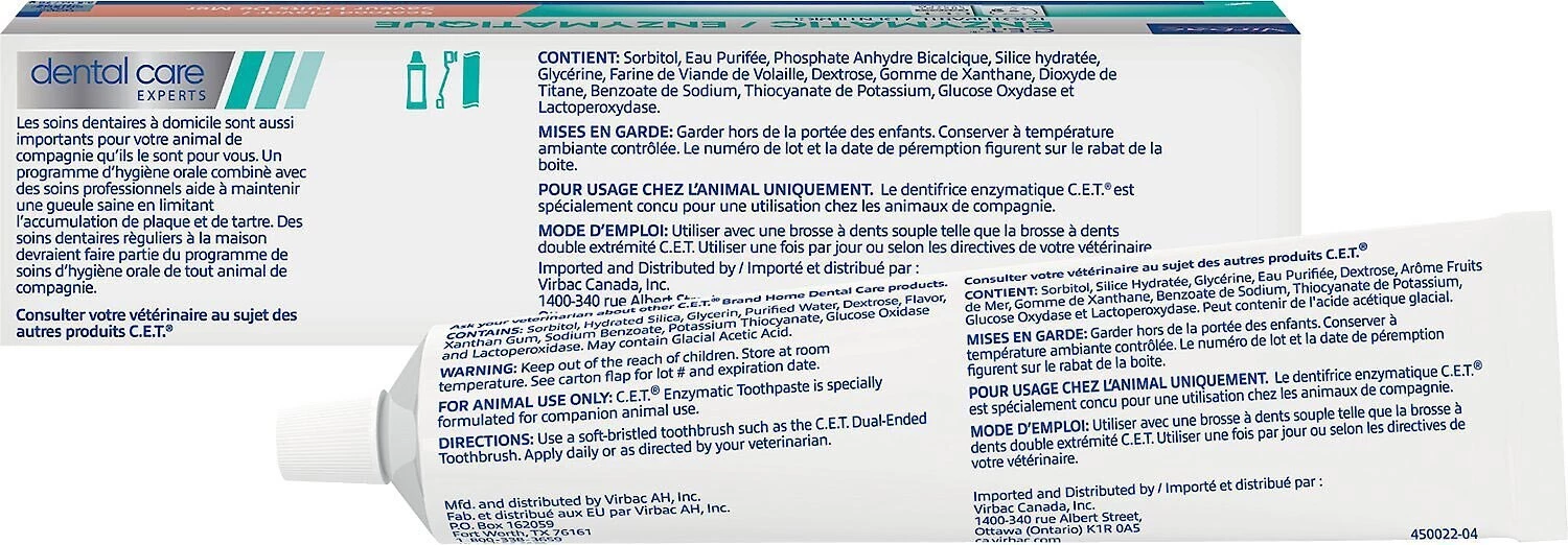 Virbac C.E.T. Enzymatic Dog & Cat Poultry Flavor Toothpaste, 70 gram & Virbac C.E.T. Tartar Control Seafood Flavor Dog & Cat Toothpaste, 70 gram 9 Virbac C.E.T. Enzymatic Dog & Cat Poultry Flavor Toothpaste, 70 gram & Virbac C.E.T. Tartar Control Seafood Flavor Dog & Cat Toothpaste, 70 gram - Image 7