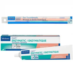 Virbac C.E.T. Pet Toothbrush, Color Varies & Virbac C.E.T. Enzymatic Seafood Flavor Dog & Cat Toothpaste, 70 gram
