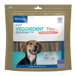 Virbac C.E.T. VeggieDent Flex + Joint Health Dental Chews for Medium Dogs, 22-66 lbs