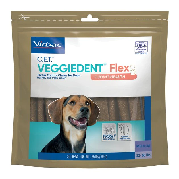 Virbac C.E.T. VeggieDent Flex + Joint Health Dental Chews for Medium Dogs, 22-66 lbs 3 Virbac C.E.T. VeggieDent Flex + Joint Health Dental Chews for Medium Dogs, 22-66 lbs