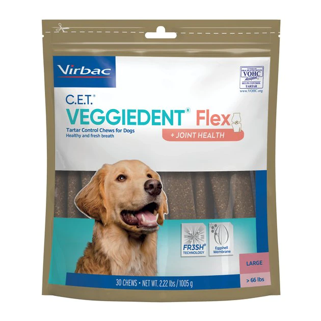 Virbac C.E.T. VeggieDent Flex + Joint Health Dental Chews for Large Dogs, over 66 lbs 3 Virbac C.E.T. VeggieDent Flex + Joint Health Dental Chews for Large Dogs, over 66 lbs