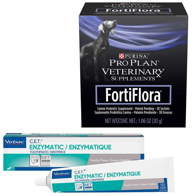 Purina Pro Plan Veterinary Diets||Virbac Purina Pro Plan Veterinary Diets FortiFlora Probiotic Gastrointestinal Support Supplement + Virbac C.E.T. Enzymatic Dog & Cat Poultry Flavor Toothpaste 3 Purina Pro Plan Veterinary Diets||Virbac Purina Pro Plan Veterinary Diets FortiFlora Probiotic Gastrointestinal Support Supplement + Virbac C.E.T. Enzymatic Dog & Cat Poultry Flavor Toothpaste