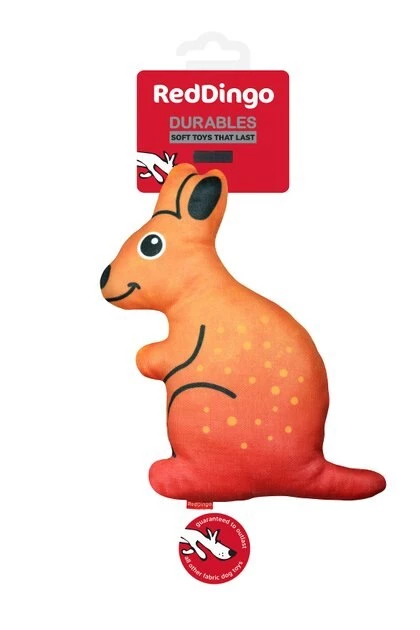 Red Dingo DURABLES Kath the Kangaroo Squeaky Soft Dog Toy 4 Red Dingo DURABLES Kath the Kangaroo Squeaky Soft Dog Toy - Image 2