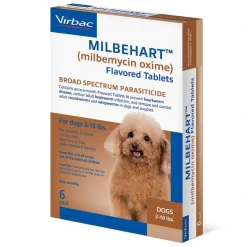 Milbehart Flavored Tablets for Dogs, 2-10 lbs, (Brown Box)